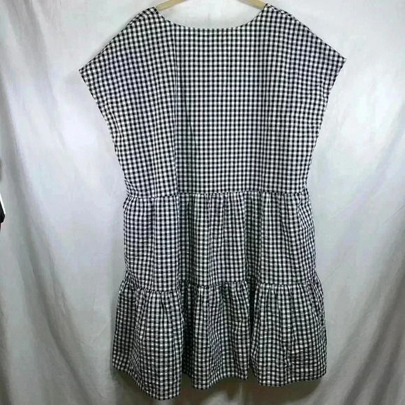 Time and Tru Black & White Gingham Checked Plus Size XXL (22) Short Sleeve Dress - Picture 5 of 9